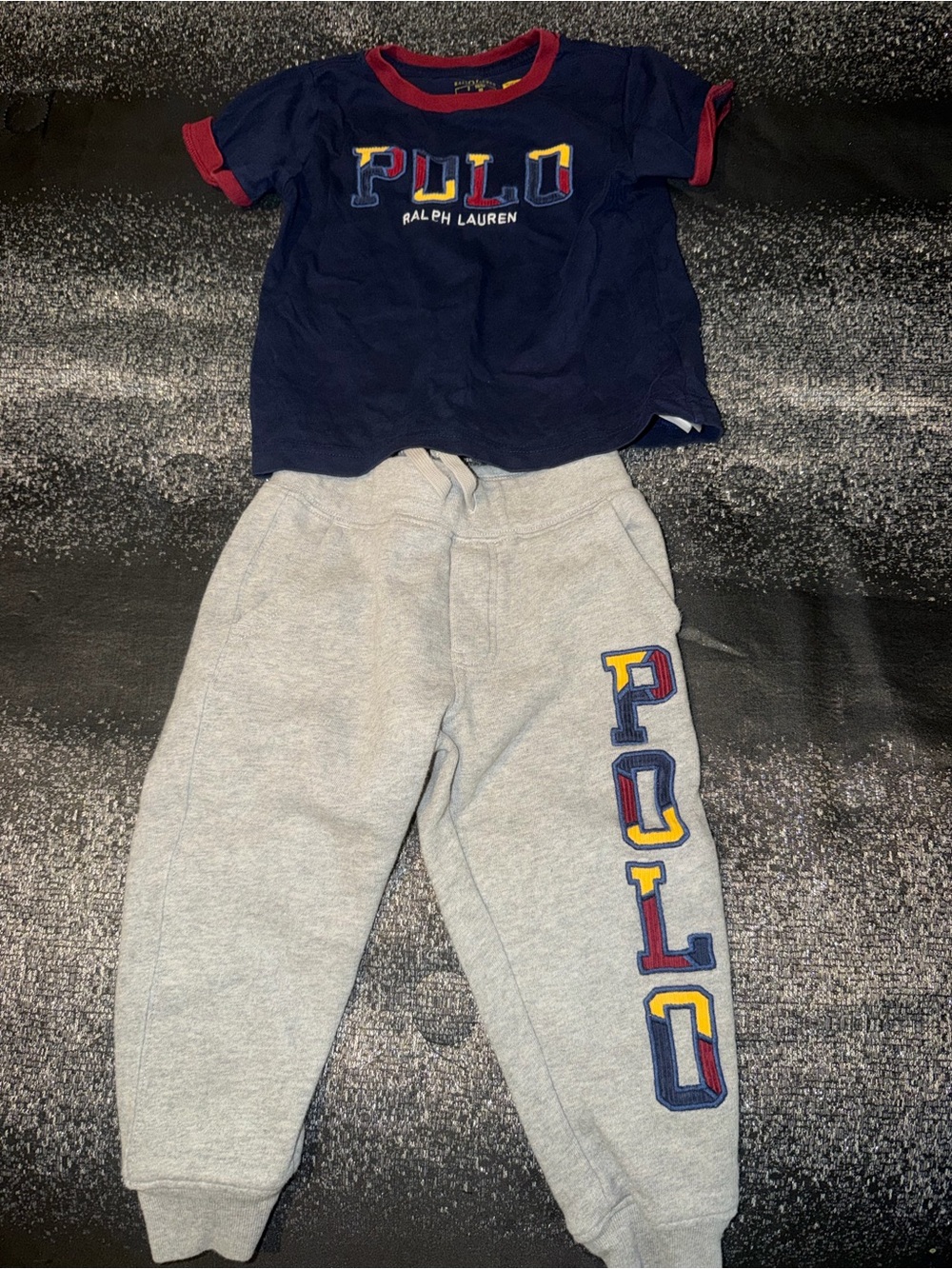 Polo by Ralph Lauren Navy & Gray Logo Jogger Set with Multicolor POLO